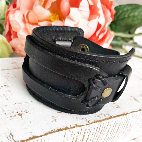 The House Of Gentry Jewelry - Price firm 🚨 Black leather cuff bracelet